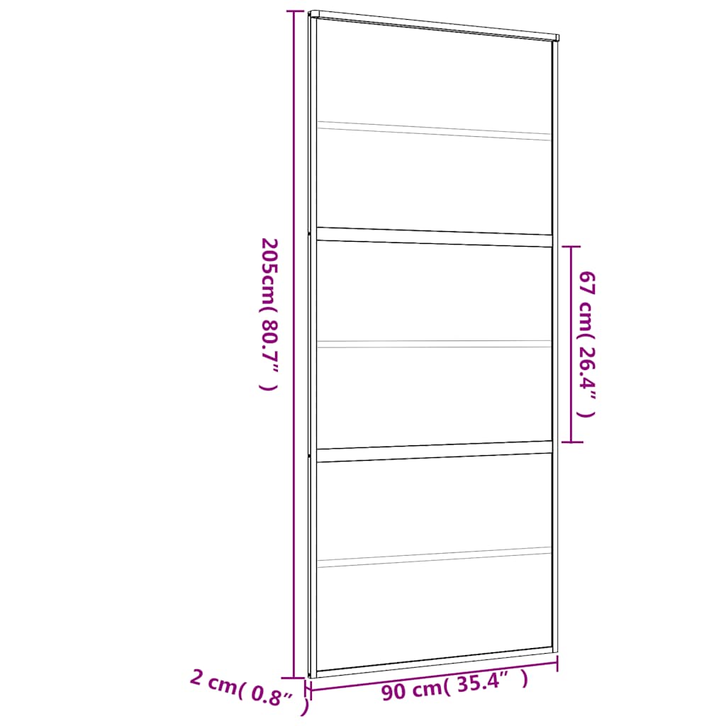 Klizna vrata zlatna 90 x 205 cm matirano staklo ESG i aluminij