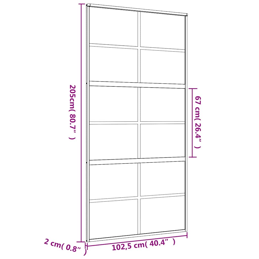 Klizna vrata zlatna 102,5x205 cm prozirno staklo ESG i aluminij