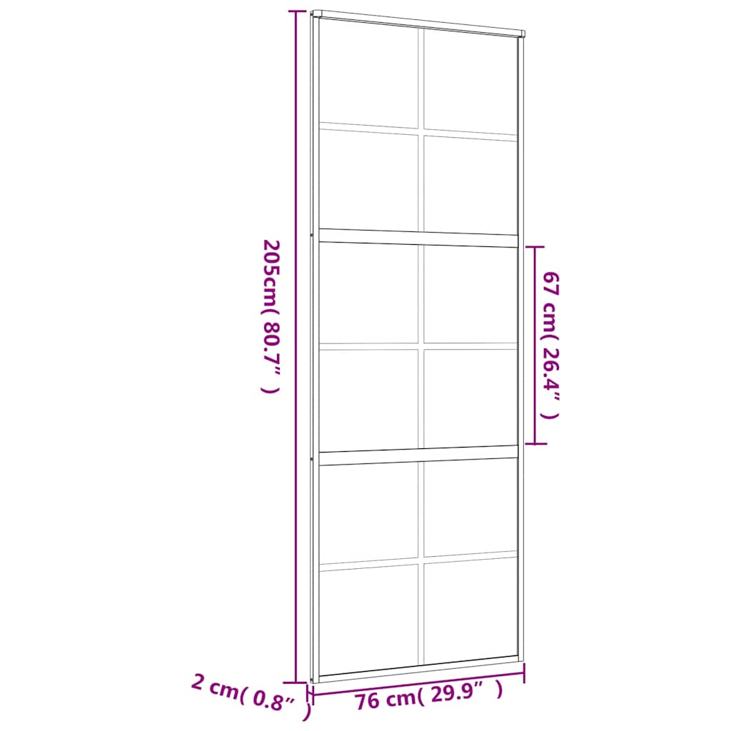 Klizna vrata zlatna 76x205 cm matirano staklo ESG i aluminij