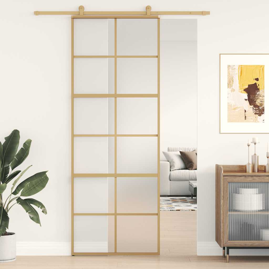 Klizna vrata zlatna 76x205 cm matirano staklo ESG i aluminij