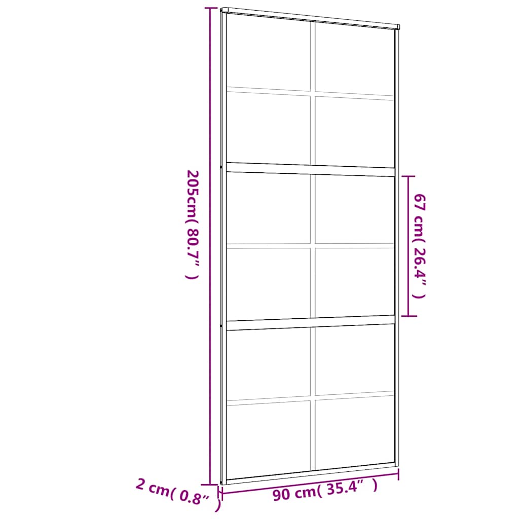 Klizna vrata zlatna 90 x 205 cm matirano staklo ESG i aluminij