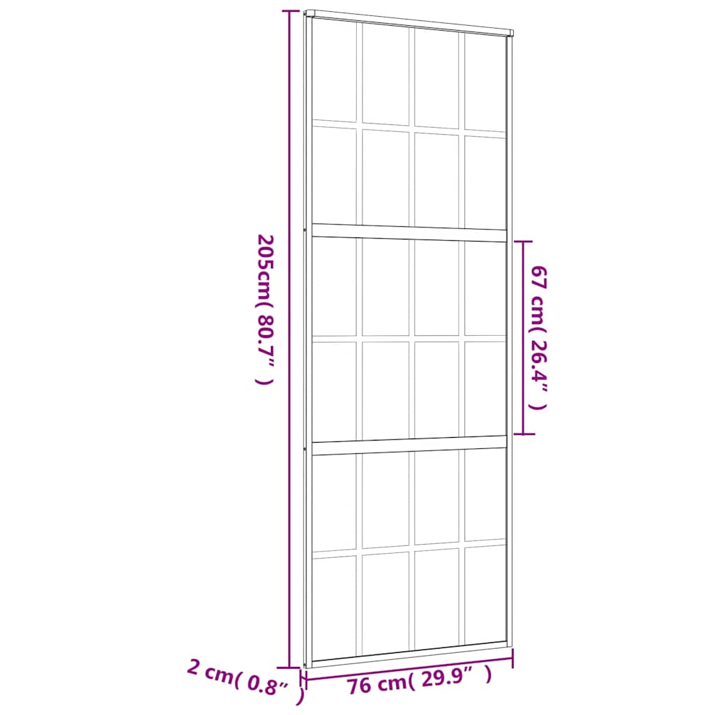Klizna vrata zlatna 76x205 cm prozirno staklo ESG i aluminij