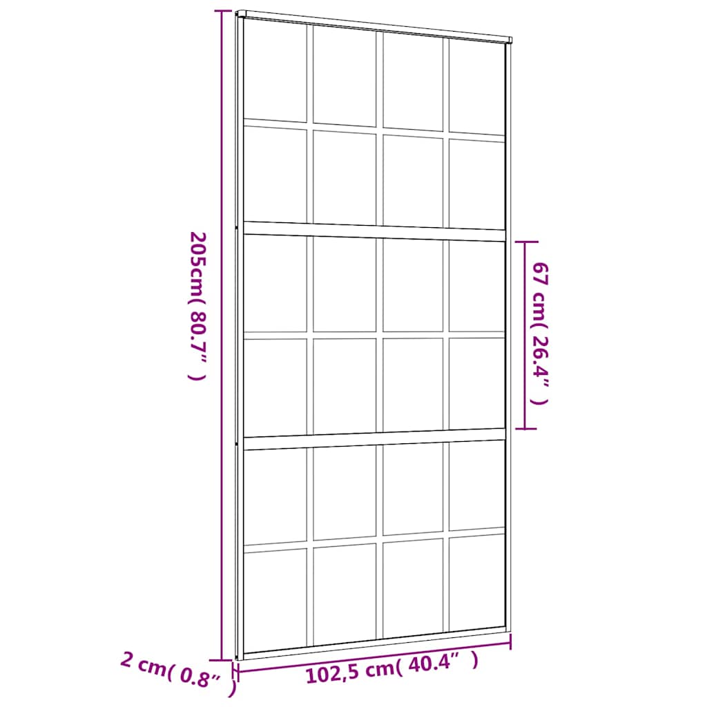 Klizna vrata zlatna 102,5x205 cm prozirno staklo ESG i aluminij