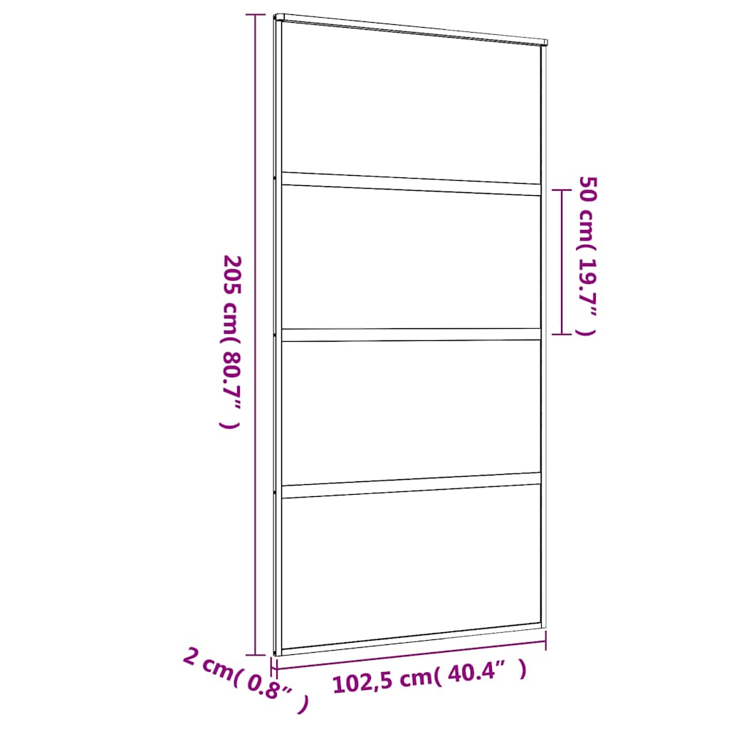 Klizna vrata zlatna 102,5x205 cm prozirno staklo ESG i aluminij