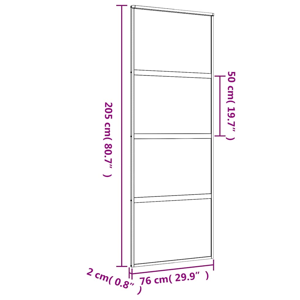 Klizna vrata zlatna 76x205 cm matirano staklo ESG i aluminij