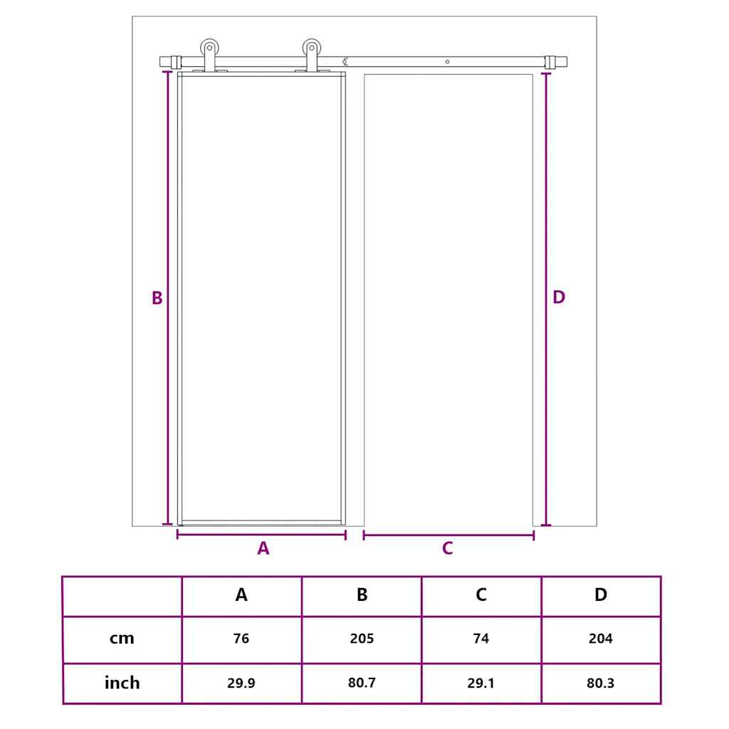 Klizna vrata zlatna 76x205 cm matirano staklo ESG i aluminij