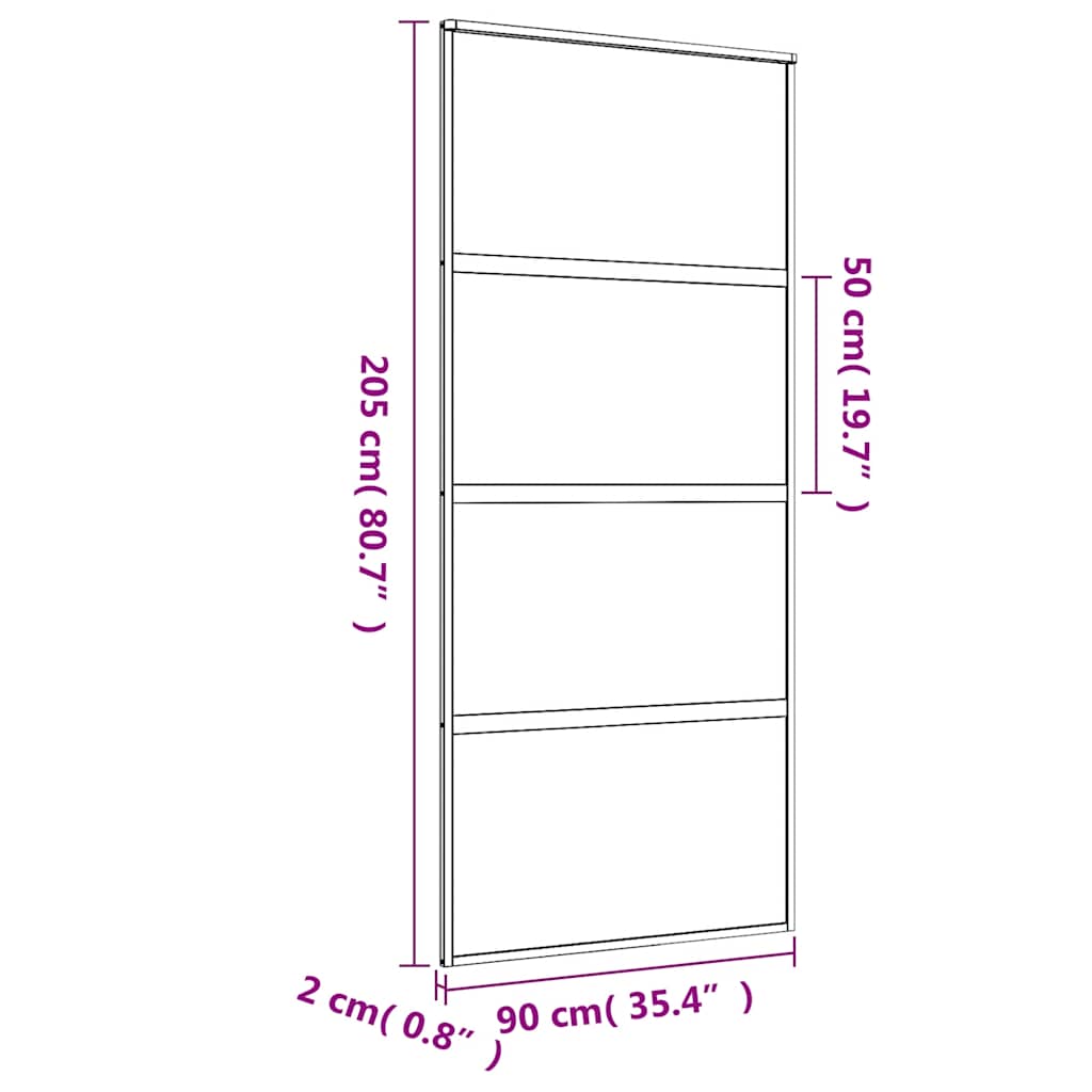 Klizna vrata zlatna 90 x 205 cm matirano staklo ESG i aluminij