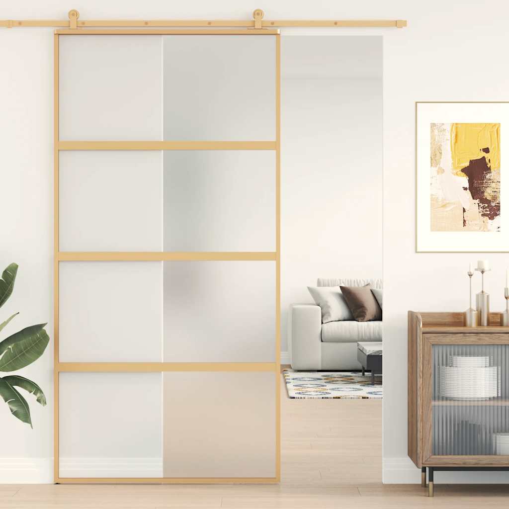 Klizna vrata zlatna 102,5x205 cm matirano staklo ESG i aluminij