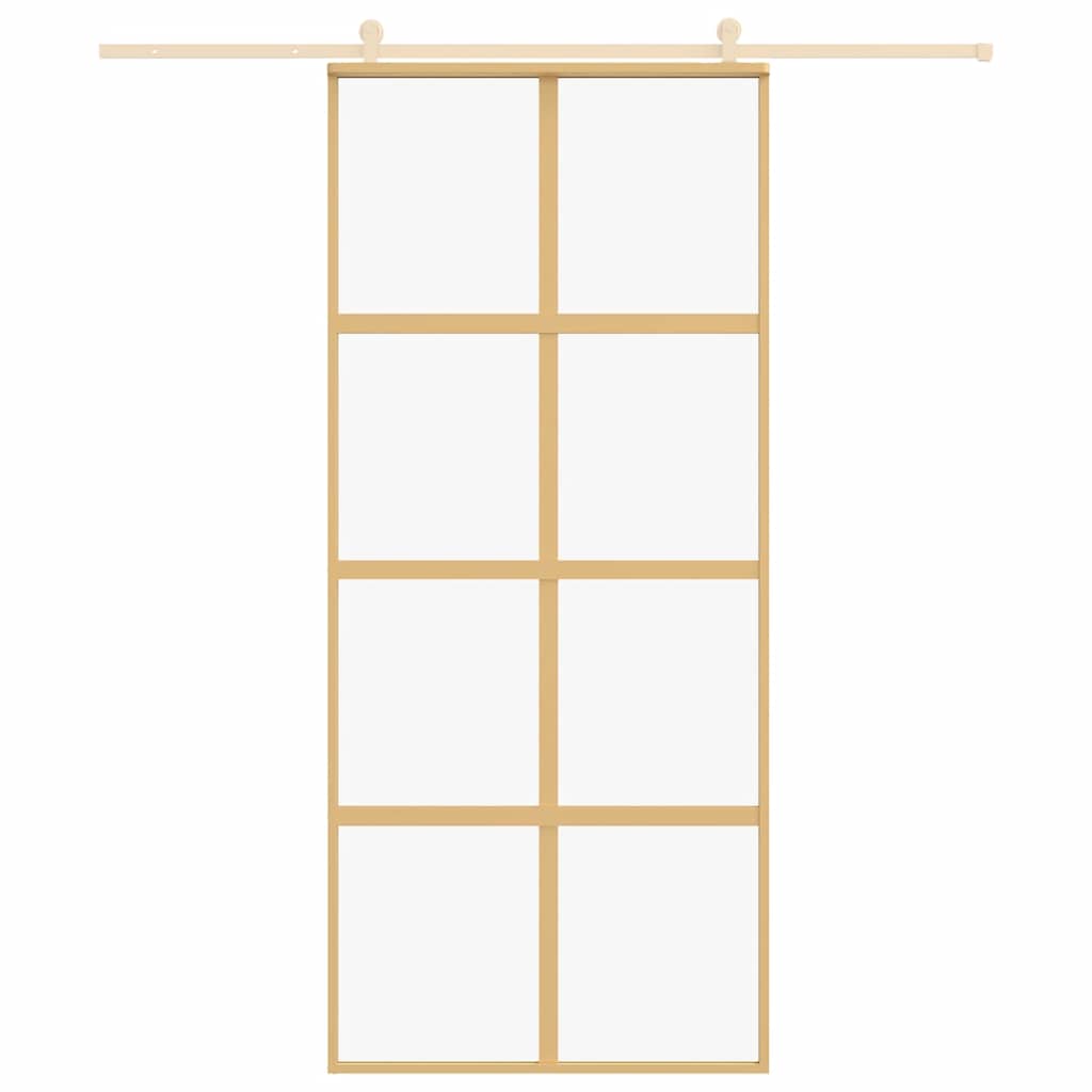 Klizna vrata zlatna 90 x 205 cm prozirno staklo ESG i aluminij