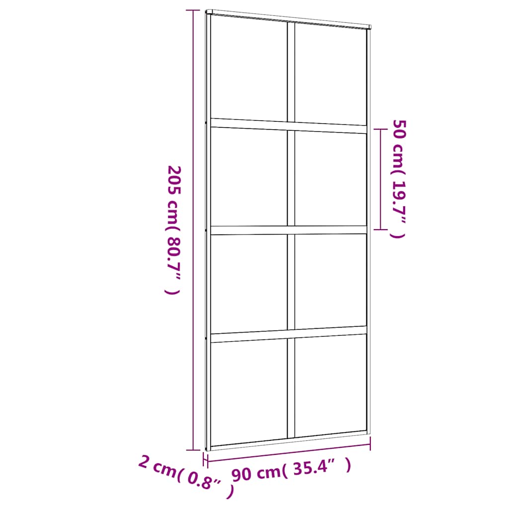 Klizna vrata zlatna 90 x 205 cm prozirno staklo ESG i aluminij