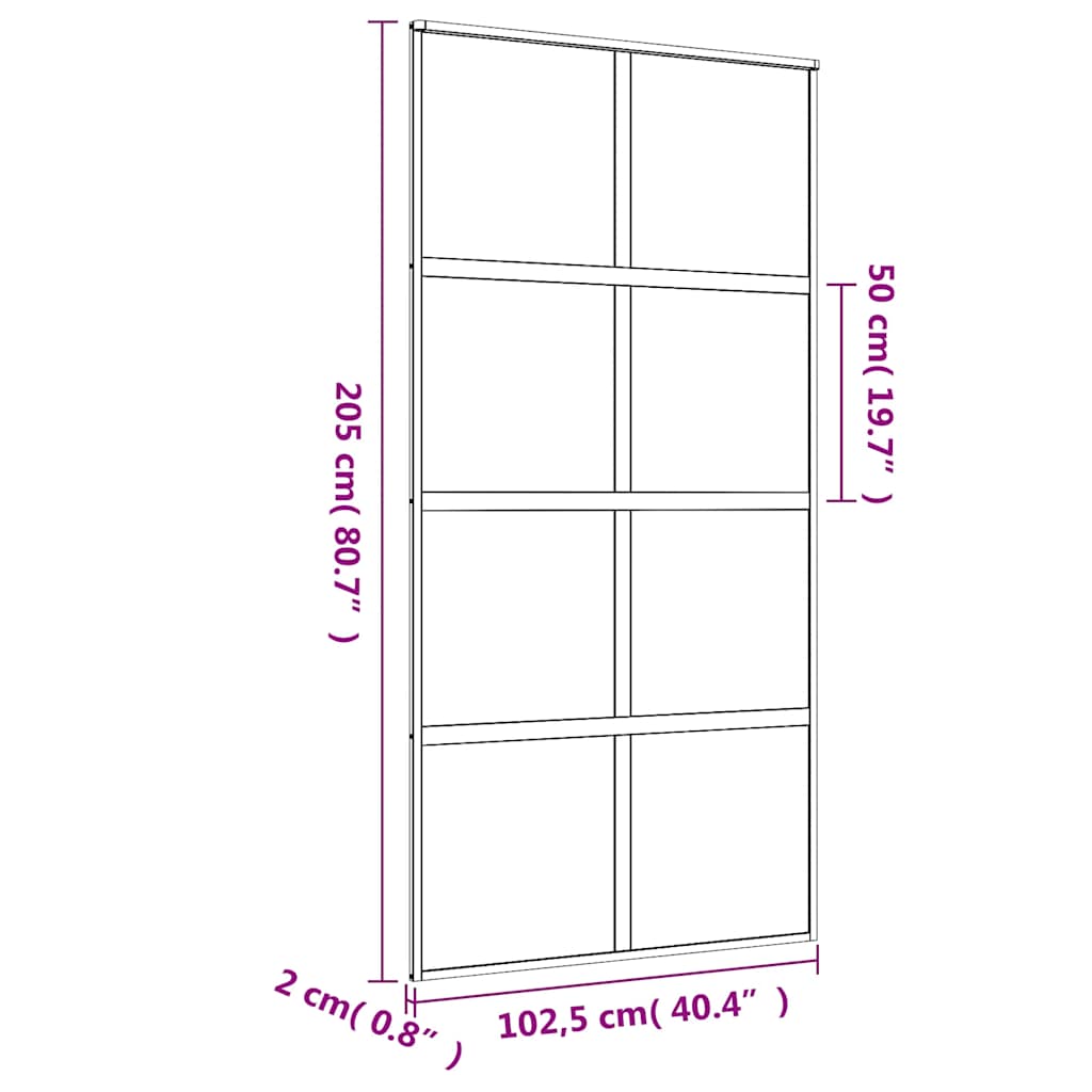 Klizna vrata zlatna 102,5x205 cm prozirno staklo ESG i aluminij