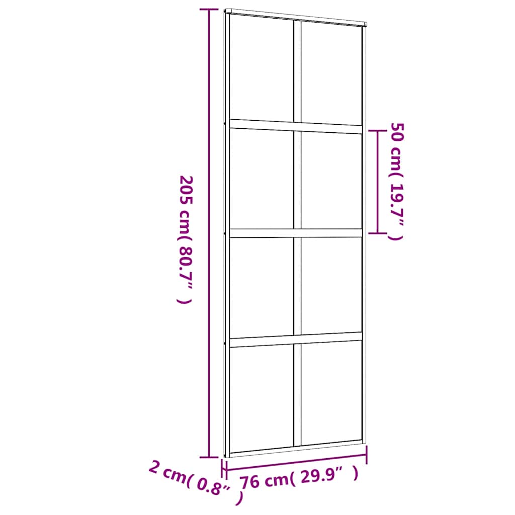 Klizna vrata zlatna 76x205 cm matirano staklo ESG i aluminij