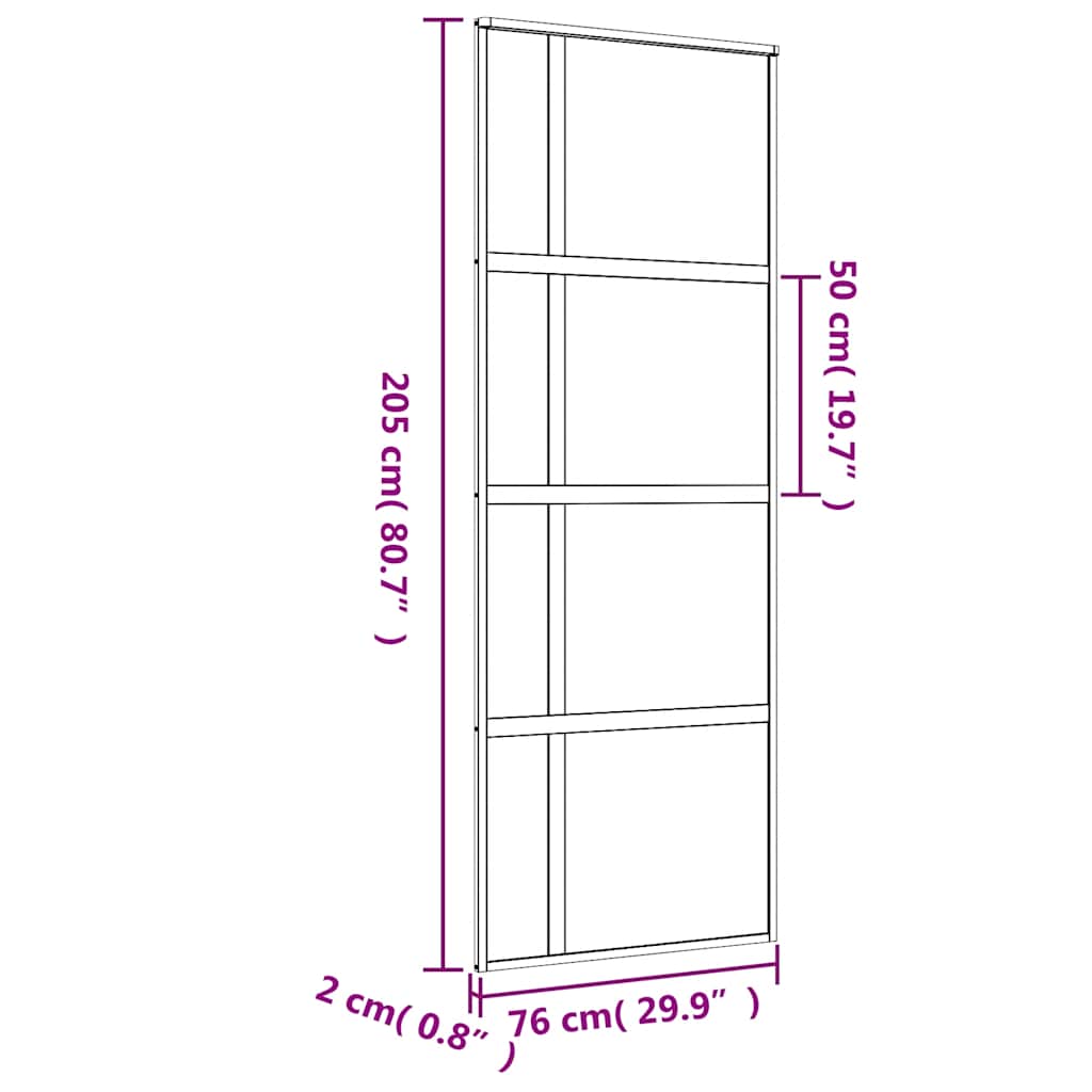 Klizna vrata zlatna 76x205 cm prozirno staklo ESG i aluminij