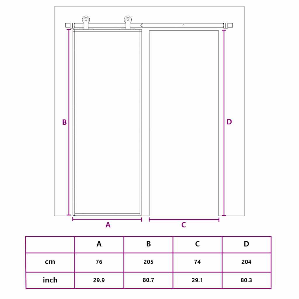 Klizna vrata zlatna 76x205 cm prozirno staklo ESG i aluminij