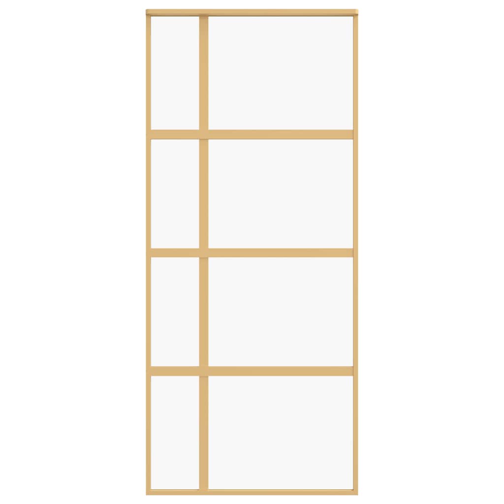 Klizna vrata zlatna 90 x 205 cm prozirno staklo ESG i aluminij