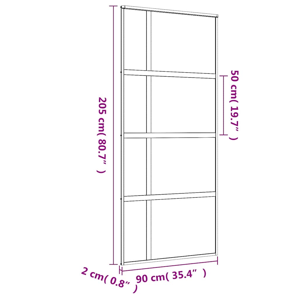 Klizna vrata zlatna 90 x 205 cm prozirno staklo ESG i aluminij
