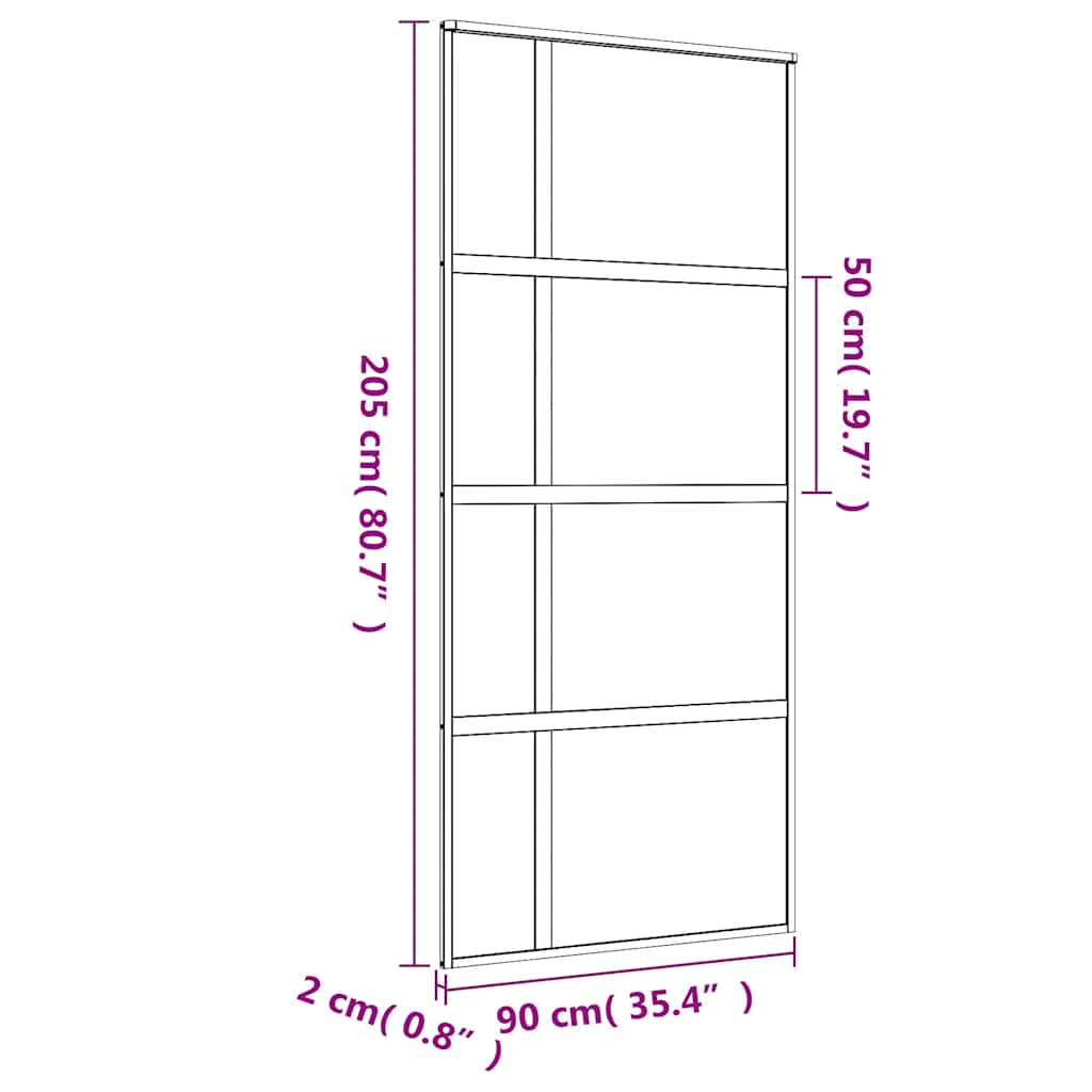 Klizna vrata zlatna 90 x 205 cm matirano staklo ESG i aluminij