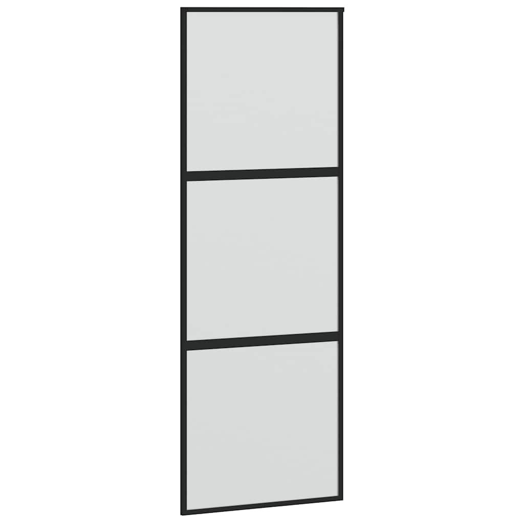 Klizna vrata crna 76x205 cm od kaljenog stakla i aluminija
