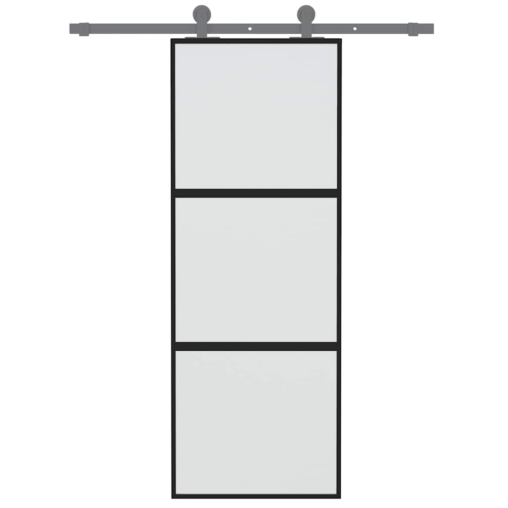 Klizna vrata crna 76x205 cm od kaljenog stakla i aluminija