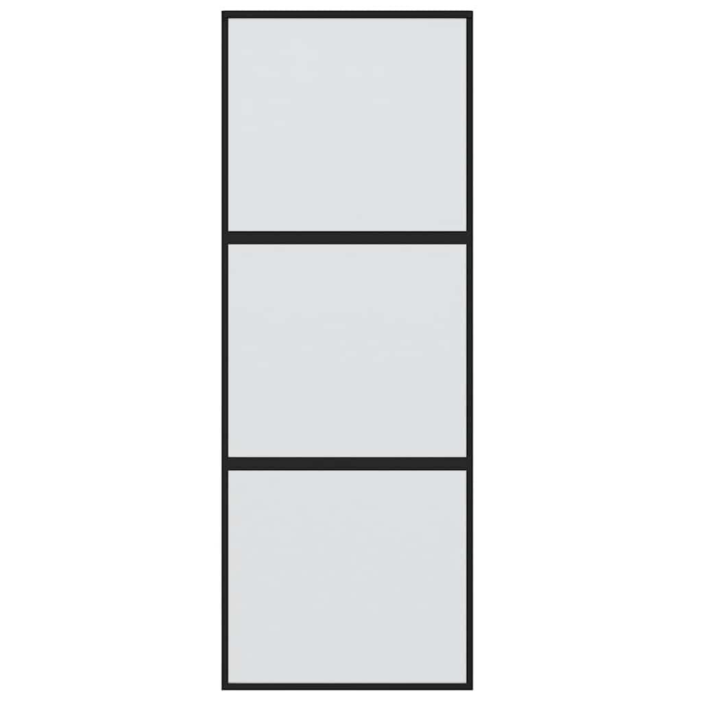 Klizna vrata crna 76x205 cm od kaljenog stakla i aluminija