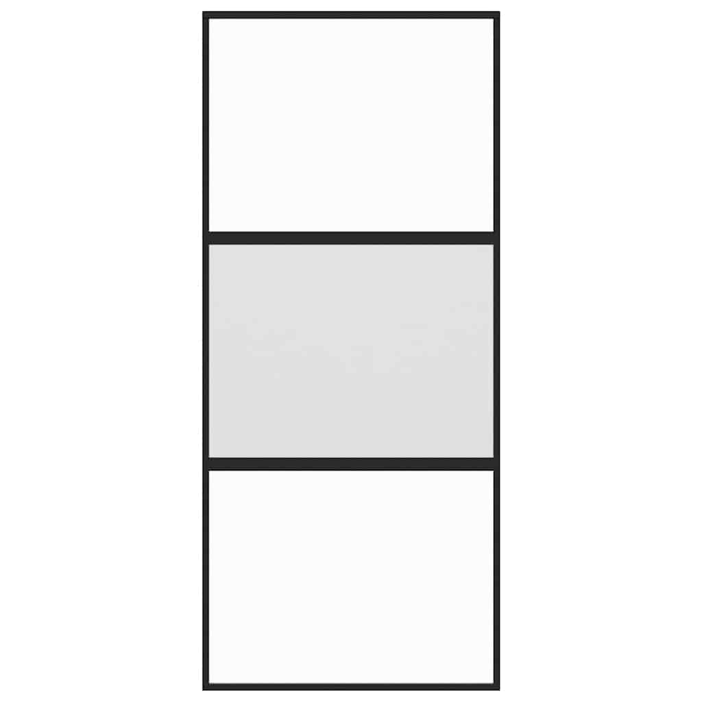 Klizna vrata crna 90 x 205 cm od kaljenog stakla i aluminija