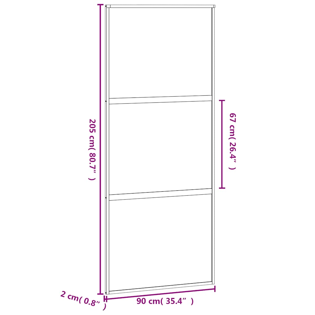 Klizna vrata bijela 90 x 205 cm od kaljenog stakla i aluminija