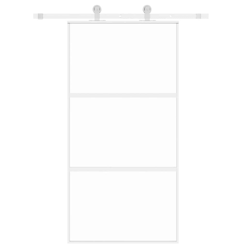 Klizna vrata bijela 102,5x205 cm od kaljenog stakla i aluminija