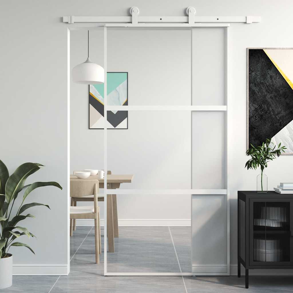 Klizna vrata bijela 102,5x205 cm od kaljenog stakla i aluminija