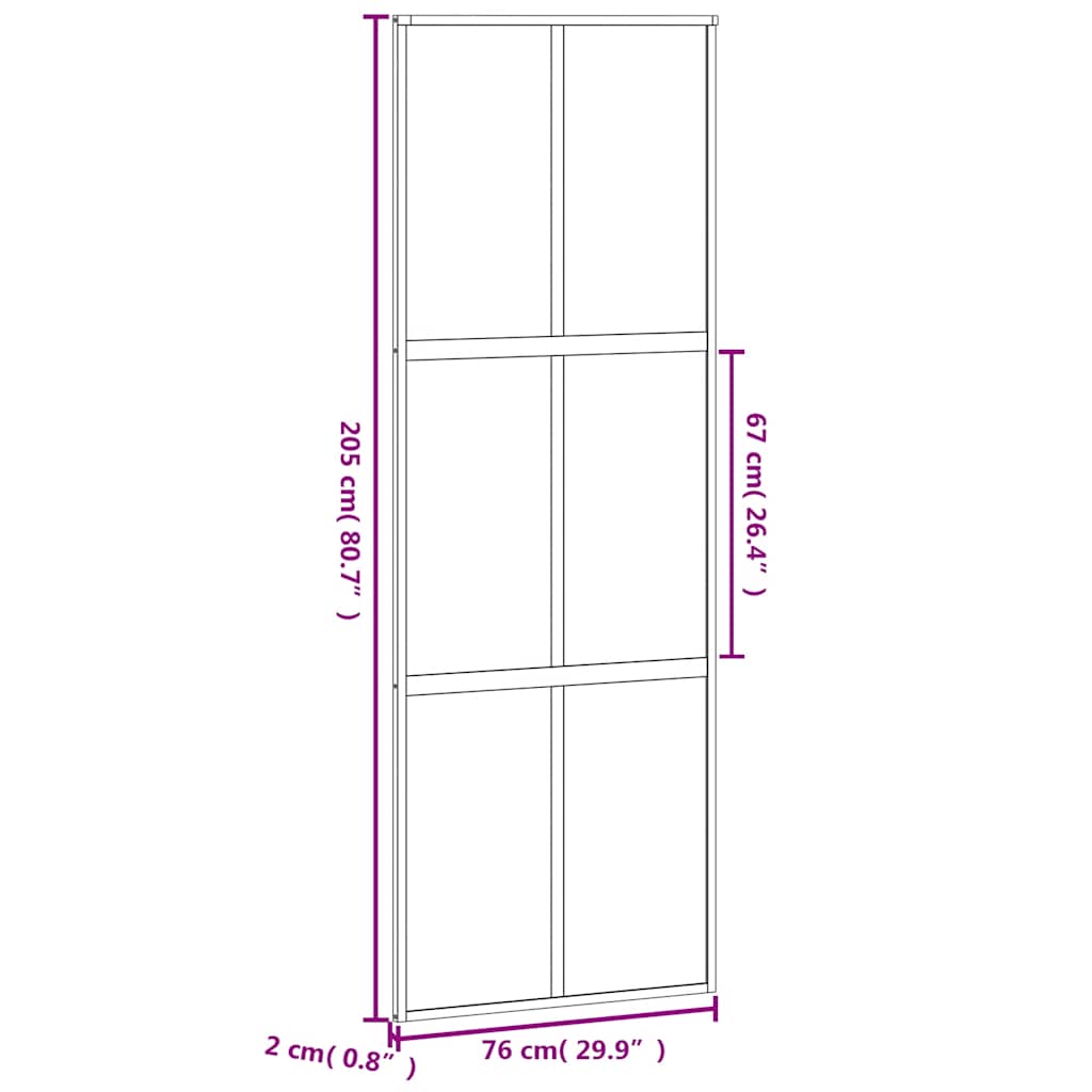 Klizna vrata crna 76x205 cm od kaljenog stakla i aluminija