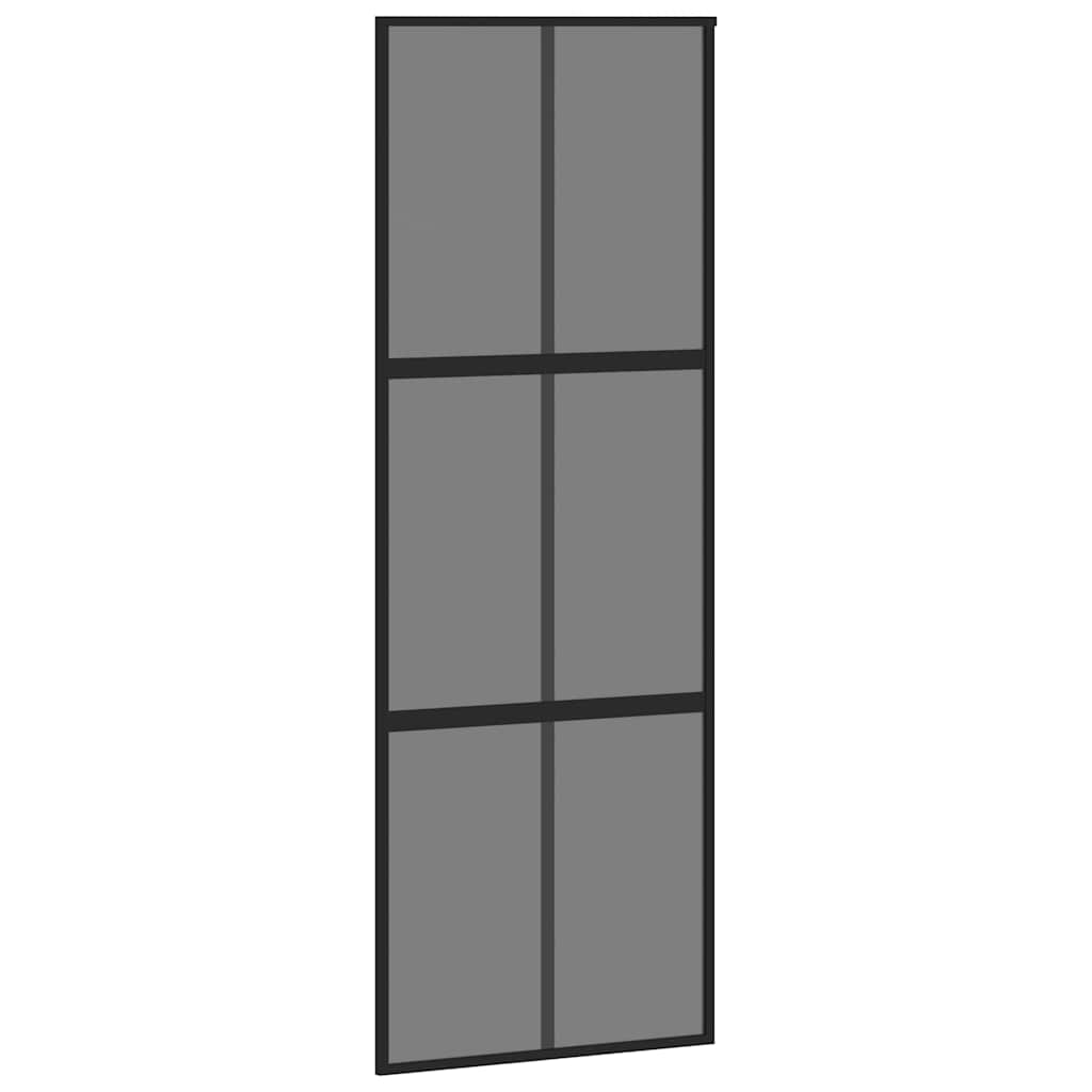 Klizna vrata crna 76x205 cm od kaljenog stakla i aluminija