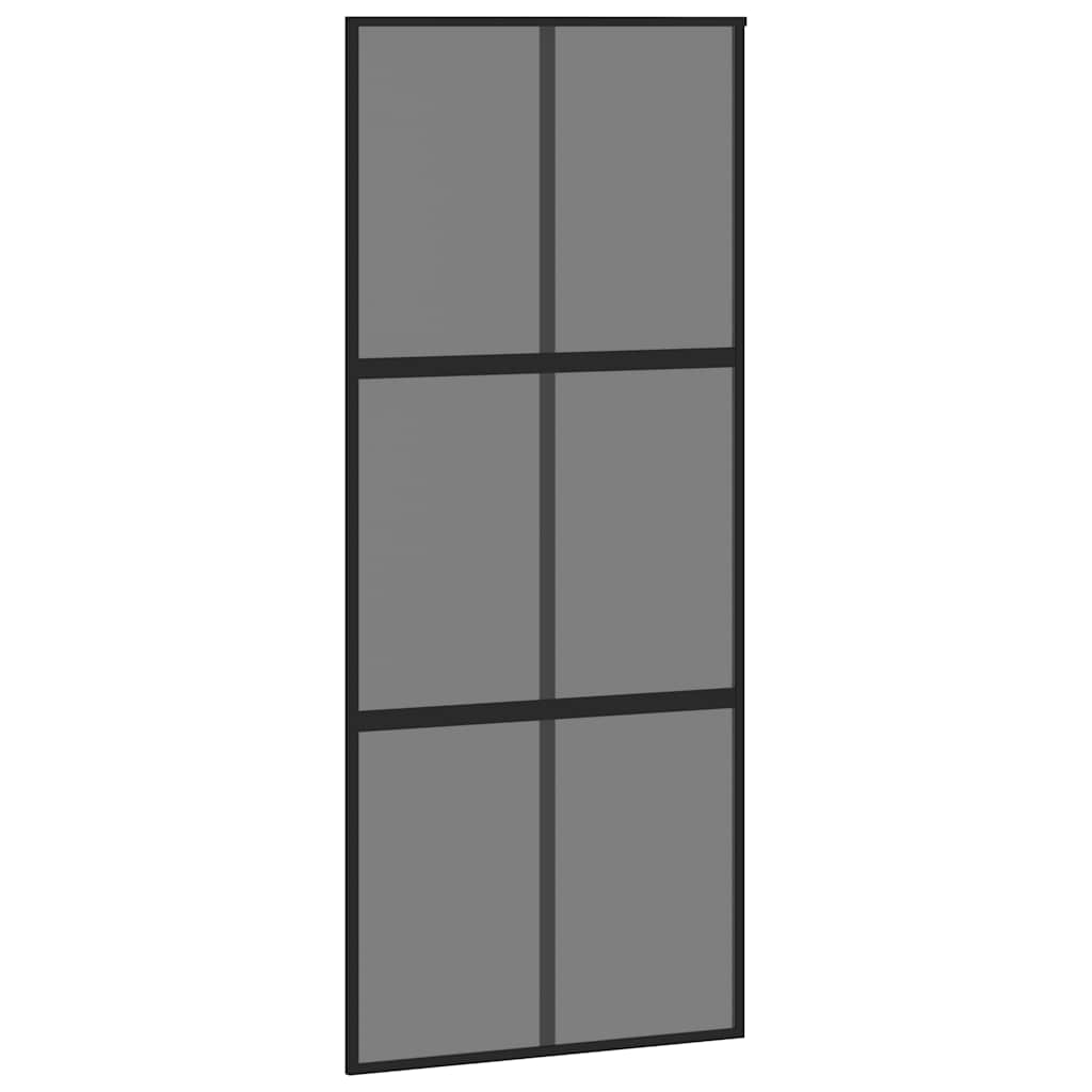 Klizna vrata crna 90 x 205 cm od kaljenog stakla i aluminija