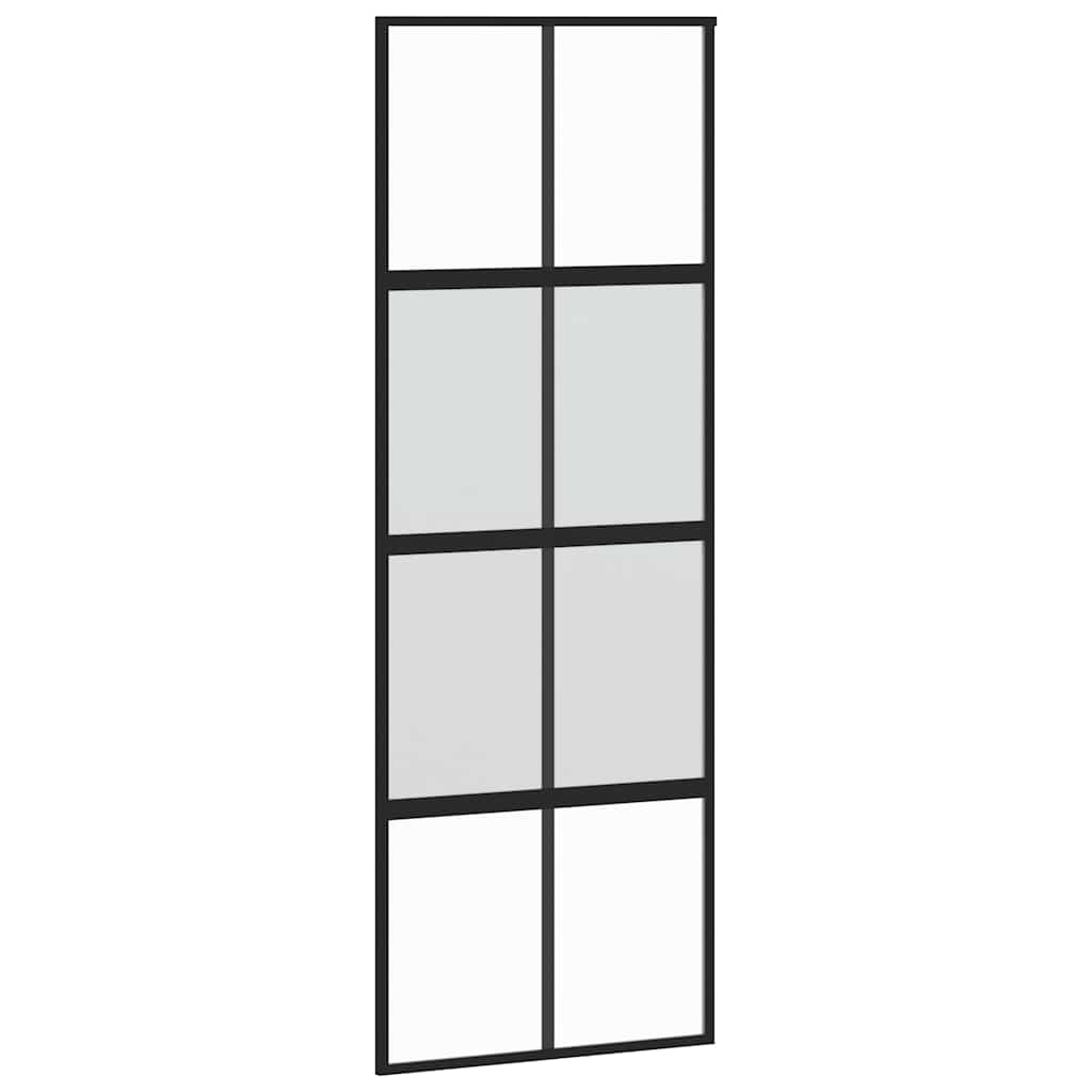 Klizna vrata crna 76x205 cm od kaljenog stakla i aluminija