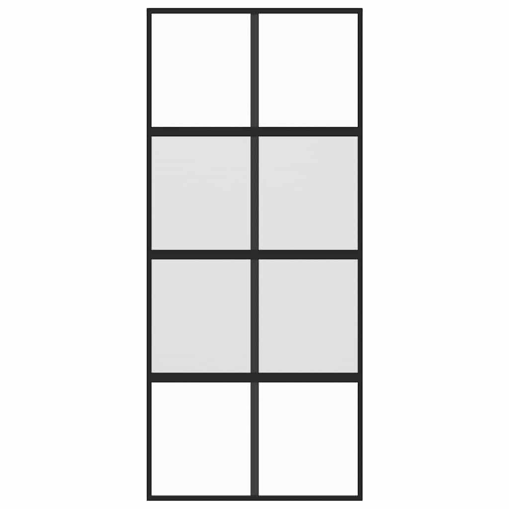 Klizna vrata crna 90 x 205 cm od kaljenog stakla i aluminija