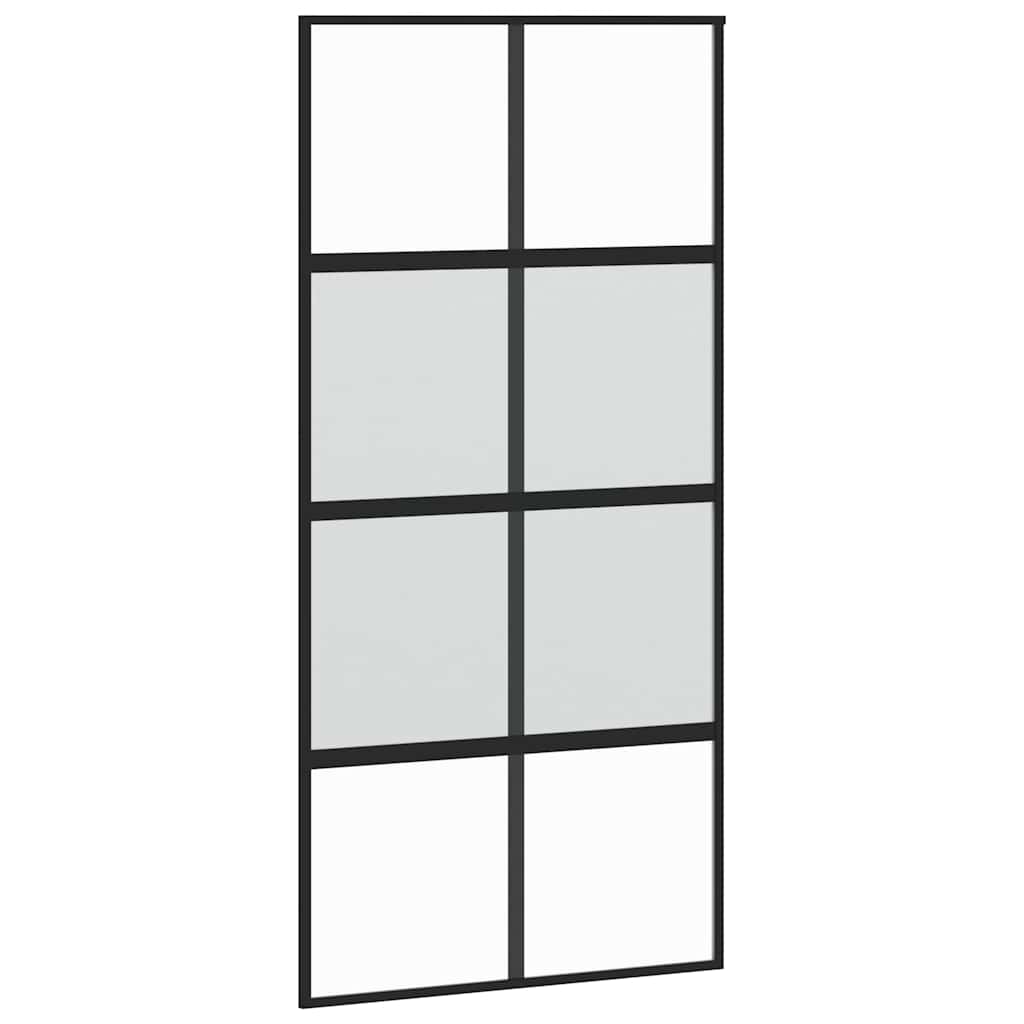 Klizna vrata crna 102,5x205 cm od kaljenog stakla i aluminija