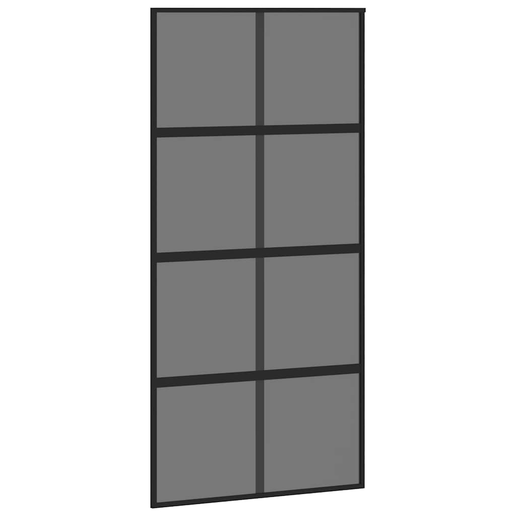 Klizna vrata crna 102,5x205 cm od kaljenog stakla i aluminija
