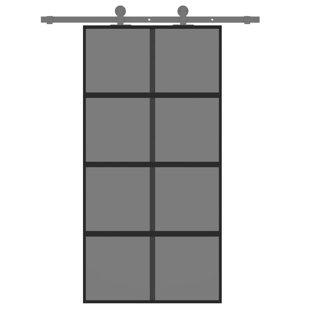 Klizna vrata crna 102,5x205 cm od kaljenog stakla i aluminija