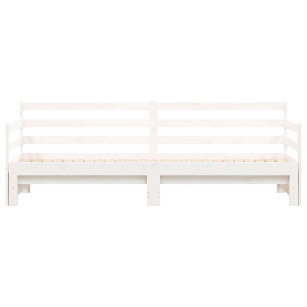 Dnevni krevet na razvlačenje bijeli 90x200 cm masivna borovina
