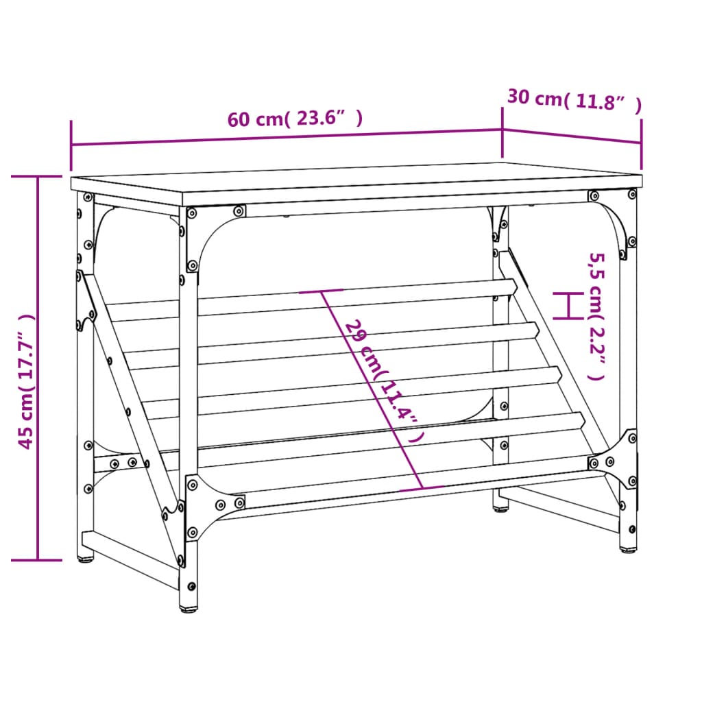 Stalak za cipele boja hrasta 60x30x45 cm konstruirano drvo