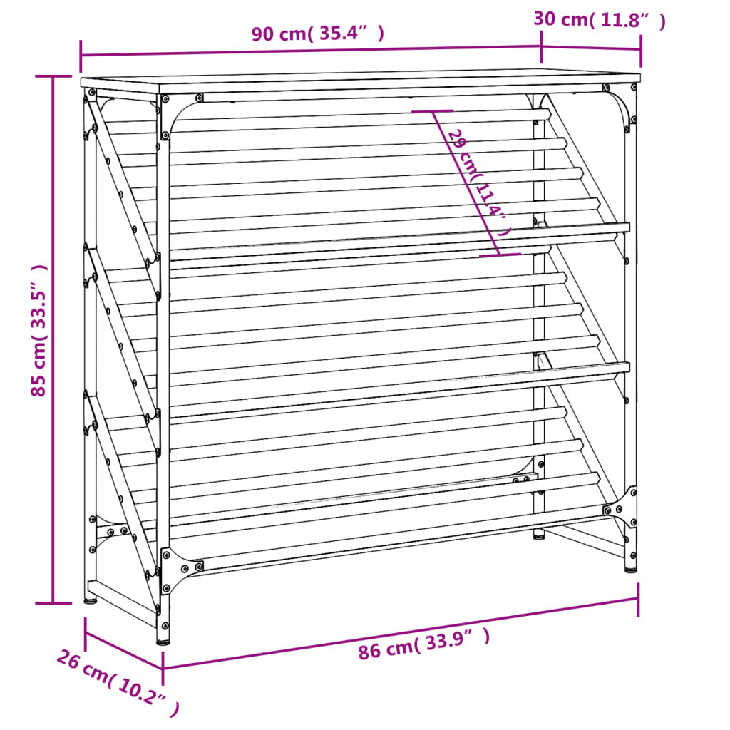 Stalak za cipele crni 90x30x85 cm od konstruiranog drva