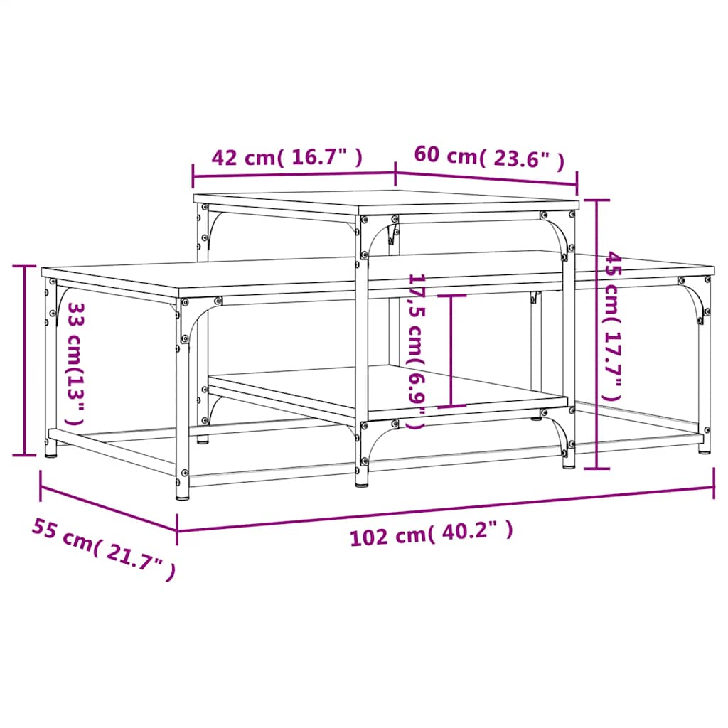 Stolić za kavu crni 102 x 60 x 45 cm konstruirano drvo