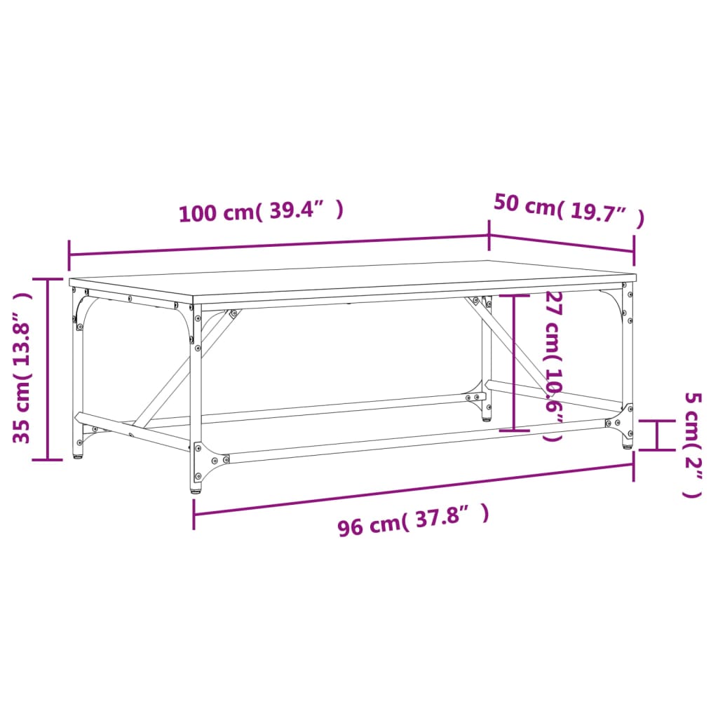 Stolić za kavu boja hrasta 100 x 50 x 35 cm konstruirano drvo