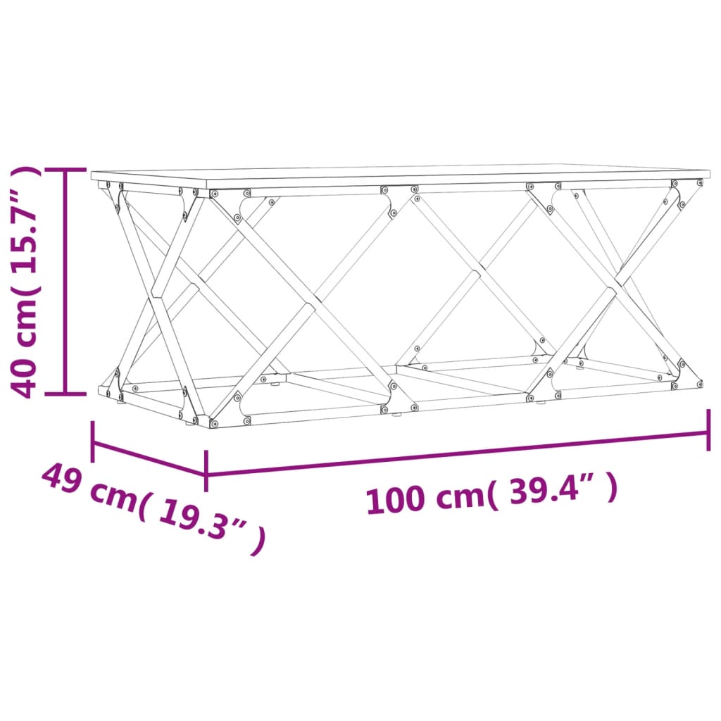 Stolić za kavu boja hrasta 100 x 49 x 40 cm konstruirano drvo