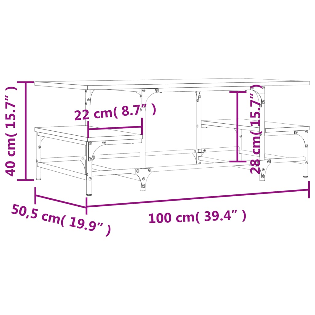 Stolić za kavu crni 100x50,5x40 cm od konstruiranog drva