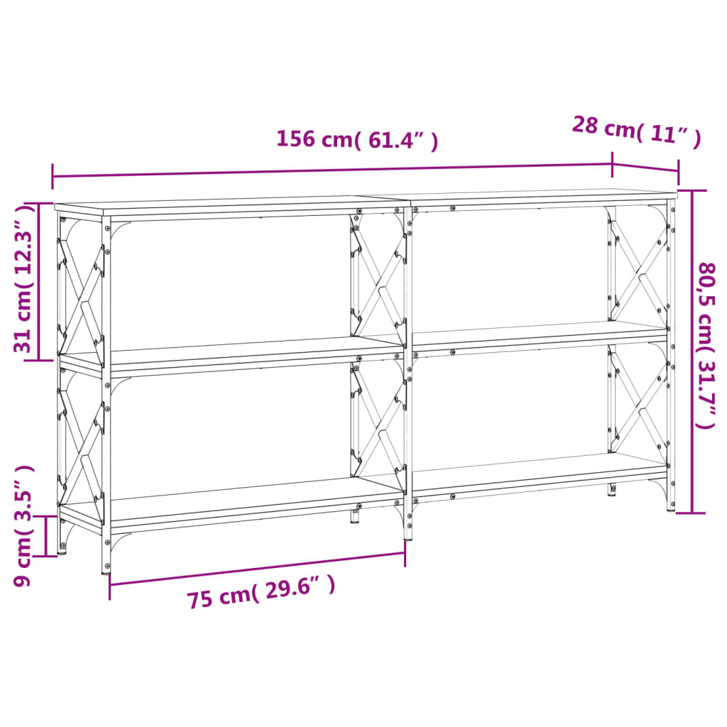 Konzolni stol boja hrasta 156 x 28 x 80,5 cm konstruirano drvo