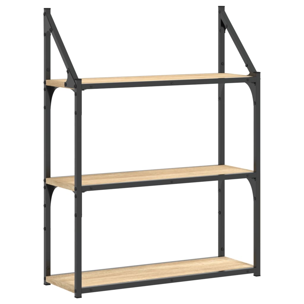 Zidna polica s 3 razine dimljenog hrasta 60x21x78,5 cm drvena