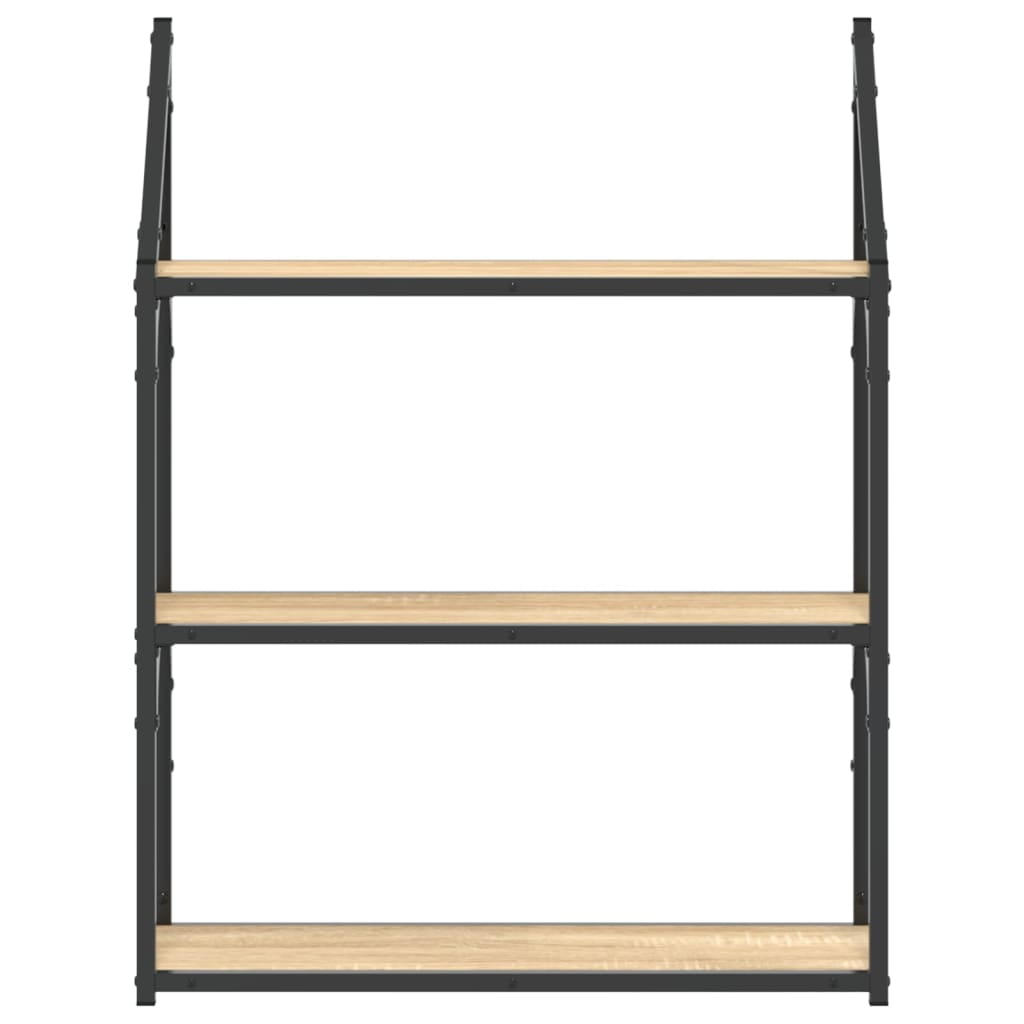 Zidna polica s 3 razine dimljenog hrasta 60x21x78,5 cm drvena