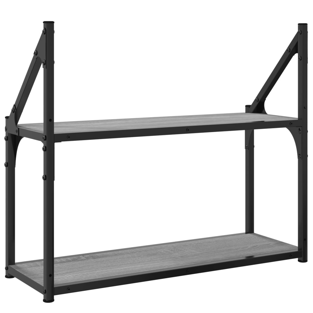 Zidna polica s 2 razine sivog hrasta sonome 60x21x51 cm drvena
