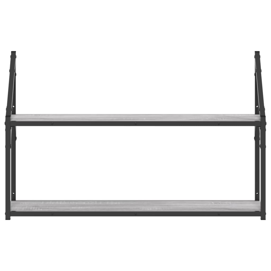 Zidna polica s 2 razine sivog hrasta sonome 80x21x51 cm drvena