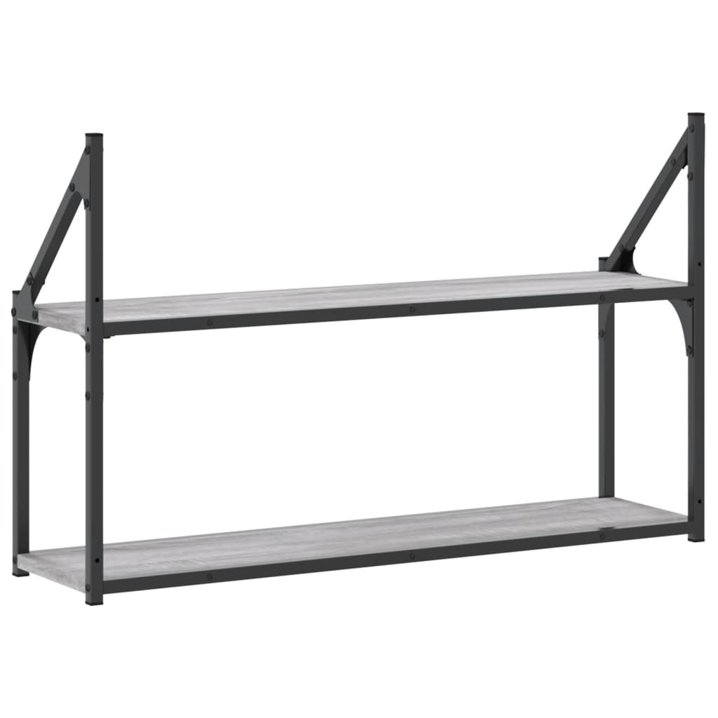 Zidna polica s 2 razine sivog hrasta sonome 80x21x51 cm drvena