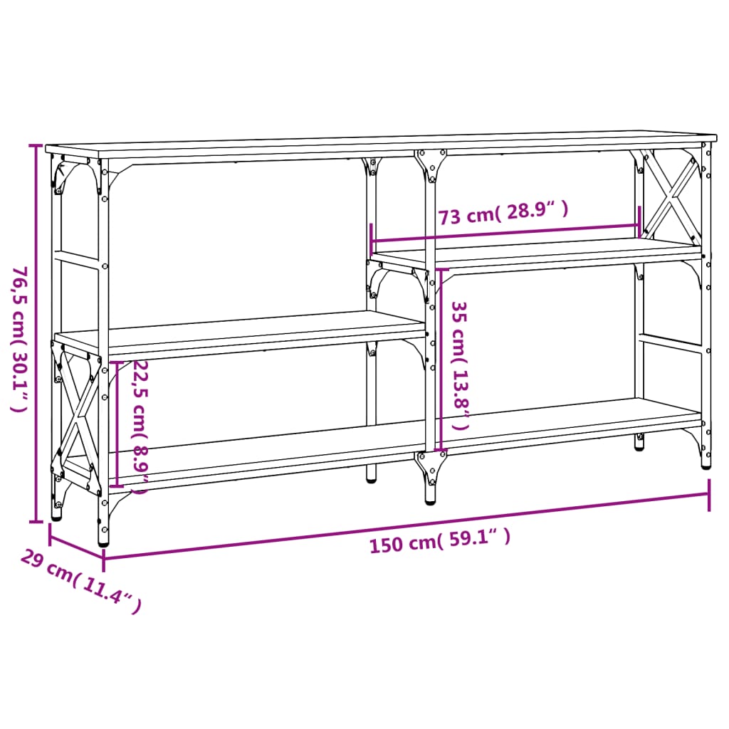 Konzolni stol boja hrasta 150 x 29 x 76,5 cm konstruirano drvo
